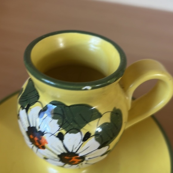 Antique 1922 Italian pottery candle dish holder  flowers Italy vintage - Picture 4 of 9